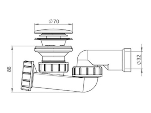 Сифон для ванни, d52/ d32 мм