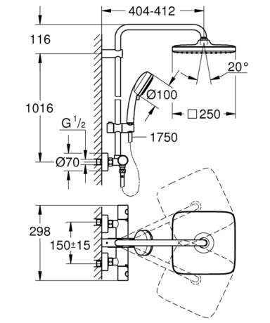 Душова система Grohe Tempesta Cosmopolitan Cubе (26689000)