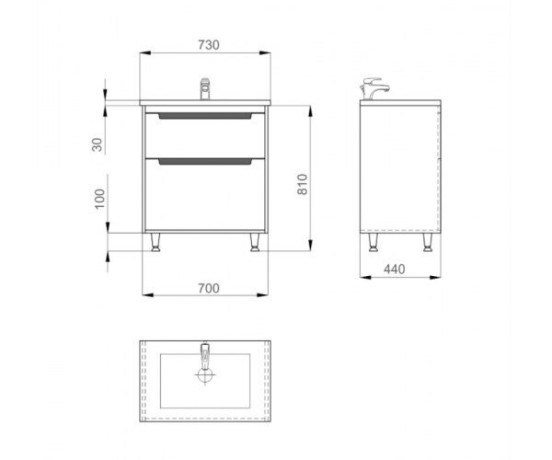 Тумба з умивальником Sanwerk Greta, 70 (MV0000619)