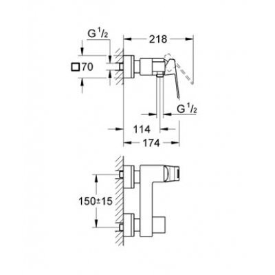 Cмеситель для душа Grohe Eurocube, однорычажный, хром (23145000)