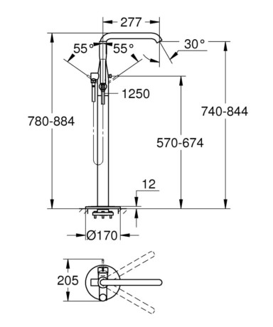 Смеситель для ванны Grohe Essence, однорычажный, хром (23491001)
