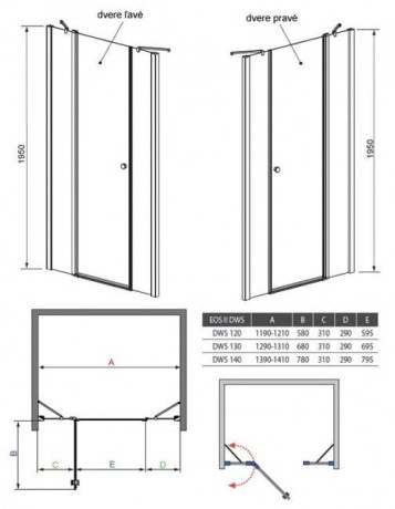 Душові двері Radaway Eos II DWJS 140L, ліві (3799456-01L)
