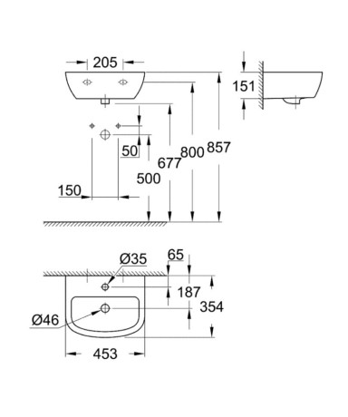 Умивальник підвісний Grohe Bau Ceramic , 45 (39424000)