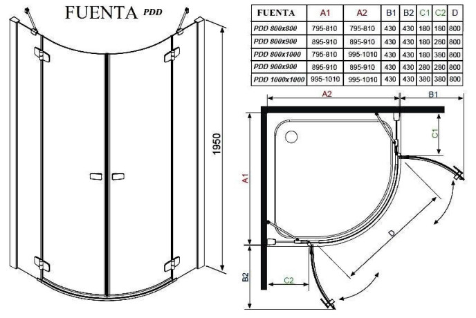 Душова кабіна Radaway Fuenta New PDD, ліва, 80x80 (384002-01-01L)
