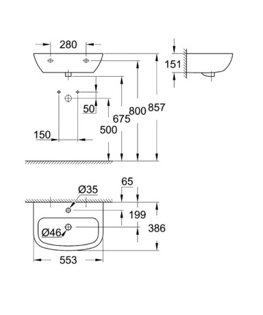 Умивальник підвісний Grohe Bau Ceramic , 55 (39440000)