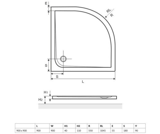 Душовий піддон Excellent Sense, 90x90 (BREX.SEN09WHN)