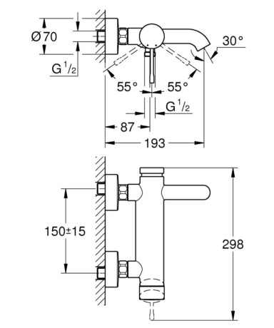 Змішувач для ванни Grohe Essence, одноважільний, хром (33624001)