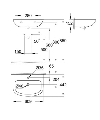 Умивальник підвісний Grohe Bau Ceramic , 60 (39421000)