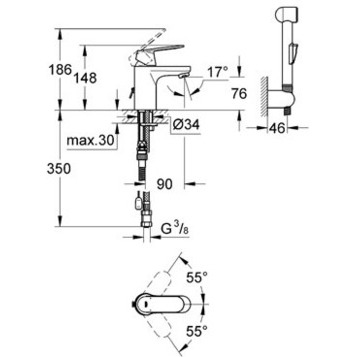 Cмеситель для умывальника Grohe Eurosmart Cosmopolitan, однорычажный, хром (23125000)