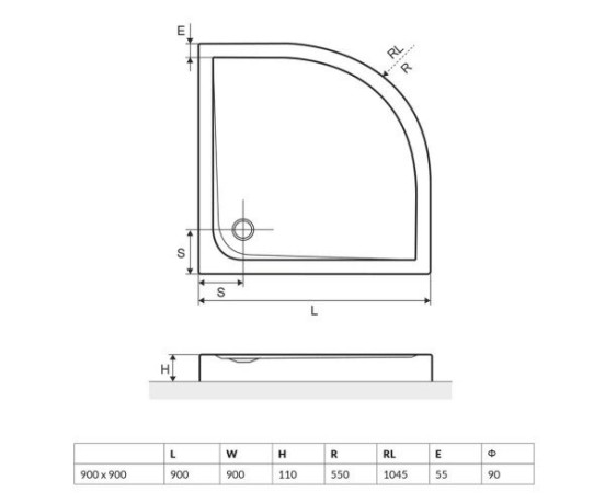 Душовий піддон Excellent Sense, Compact 90x90 (BREX.SEN09WHC)