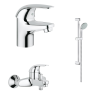 Комплект змішувачів 3 в 1 Grohe Euroeco, хром (124428)