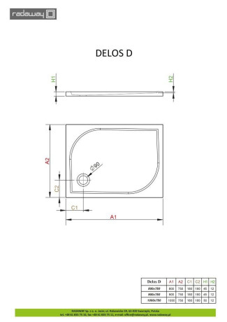 Душовий піддон Radaway Delos D, 80x75 (4D87545-03)