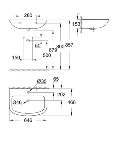 Умывальник подвесной Grohe Bau Ceramic, 65 (39420000)