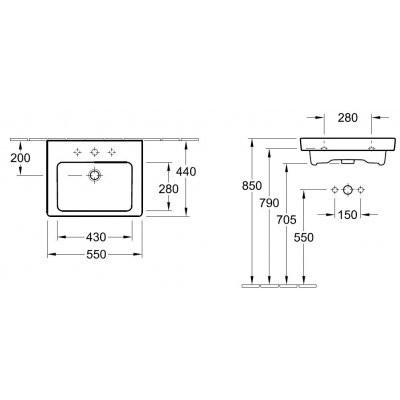 Умивальник підвісний Villeroy&Boch Subway 2.0, 55 (711355R3)