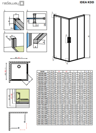 Душова кабіна Radaway Idea Black KDD, ліва, 110x110 (387063-54-01L)