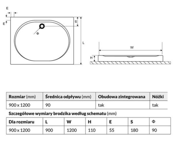Душовий піддон Excellent Sublime Compact, 120х90 (BREX.SUB12WHC)