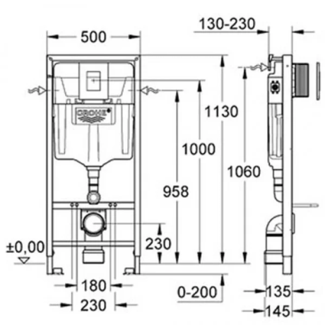 Інсталяція для унітазу Grohe Rapid SL (38721001+37131000)