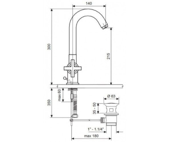 Змішувач для умивальника Emmevi Spirit New, двовентильний, хром (CR31003)