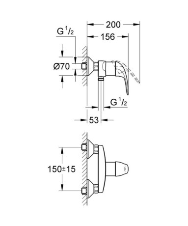 Cмеситель для душа Grohe Euroeco, однорычажный, хром (32740000)