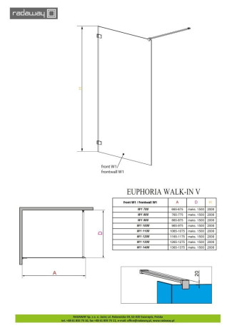 Душова стінка Radaway Walk-In Euphoria W1 70 (383117-01-01)