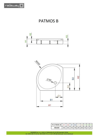Душевой поддон Radaway Patmos B, 90x90 (4T99155-03)