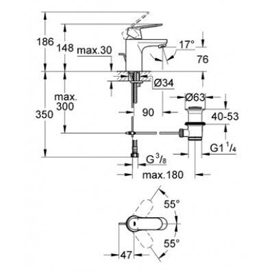 Cмеситель для умывальника Grohe Eurosmart Cosmopolitan, однорычажный, хром (32825000)