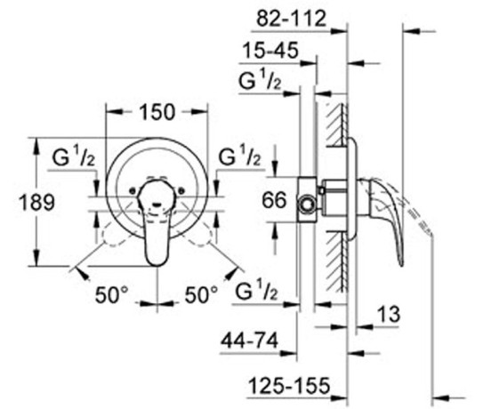 Змішувач для душу Grohe Euroeco, одноважільний, хром (32742000)
