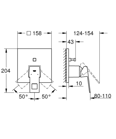 Змішувач для ванни Grohe Eurocube, одноважільний, хром (24062000)
