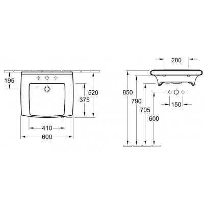 Умывальник подвесной Villeroy&Boch Lifetime, 60 (51746001)