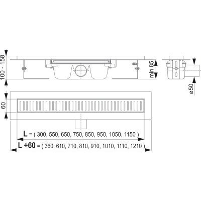 Душовий канал (трап) Alcaplast APZ1-1150, 115 (APZ1-1150)