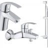Комплект смесителей 3 в 1 Grohe Eurosmart, хром (123238)