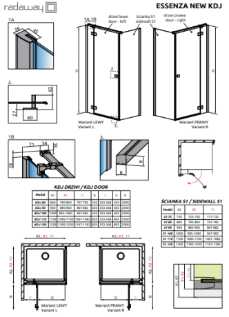 Душова кабіна Radaway Essenza New Black KDJ, ліва, 80x80 (385043-54-01L)