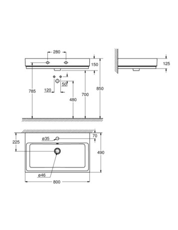 Умивальник підвісний Grohe Cube Ceramic, 80 (3946900H)