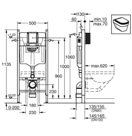 Інсталяція для унітазу Grohe Rapid SL (3884000G)