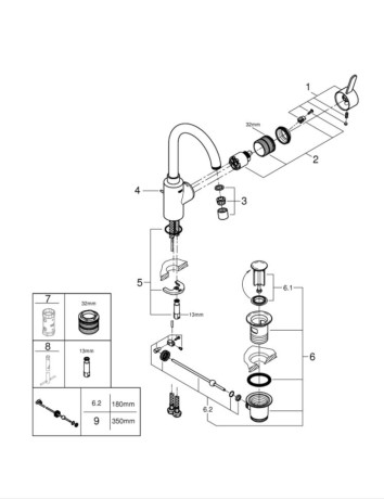Cмеситель для умывальника Grohe Eurosmart Cosmopolitan, однорычажный, хром (32830001)
