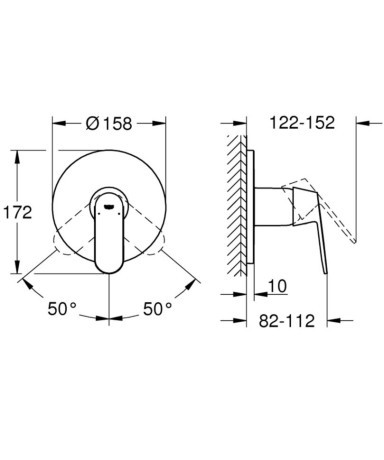 Cмеситель для душа Grohe Eurosmart Cosmopolitan, однорычажный, хром (24044000)