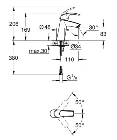 Комплект змішувачів 3 в 1 Grohe Eurosmart, хром (UA123244M0)
