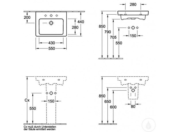 Умивальник підвісний Villeroy&Boch Subway 2.0, 55 (711357R2)