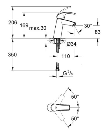 Комплект смесителей 3 в 1 Grohe Eurosmart, хром (UA123246M0)