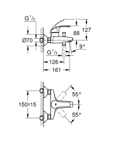 Комплект смесителей 3 в 1 Grohe Eurosmart, хром (UA123246M0)