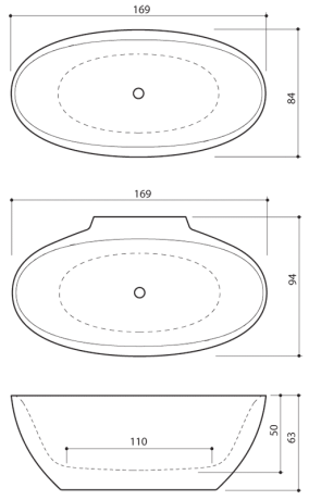Ванна зі штучного каменю Balteco Flo, 169х84 (FLO)