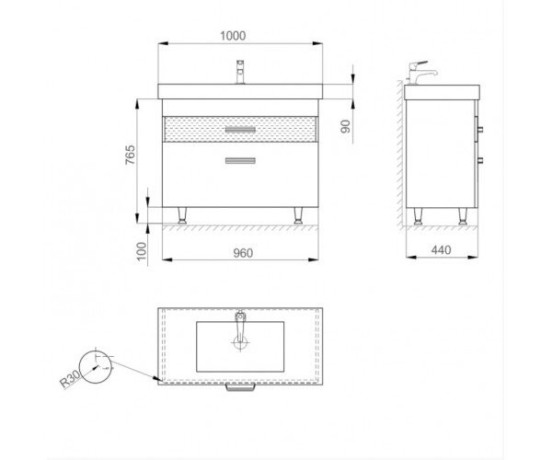 Тумба з умивальником Sanwerk Sierra, 100 (MV0000452)