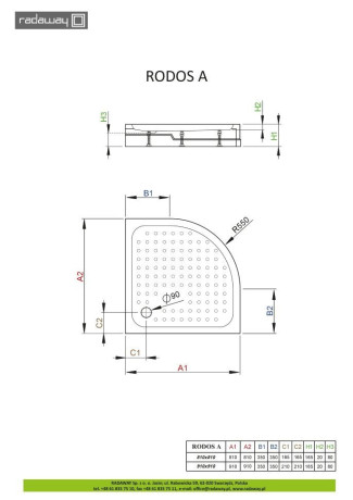 Душовий піддон Radaway Rodos A, 90x90 (4P99155-03)