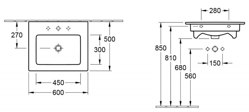 Умивальник підвісний Villeroy&Boch Venticello, 60 (4124G6R1)
