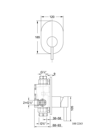 Cмеситель для душа Steinberg Serie 100, однорычажный, хром (100 2243)