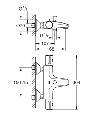 Комплект змішувачів 3 в 1 Grohe Grohtherm 800, хром (UA34550TM0)