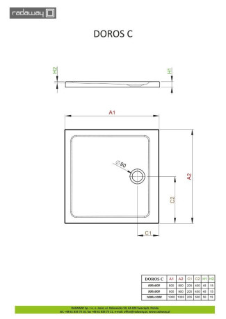Душовий піддон Radaway Doros C, 90x90 (SDRC9090-01)