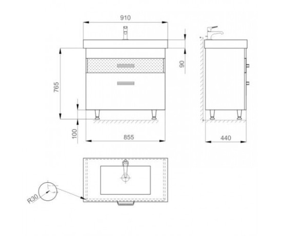 Тумба с умывальником Sanwerk Sierra, 91 (MV0000451)