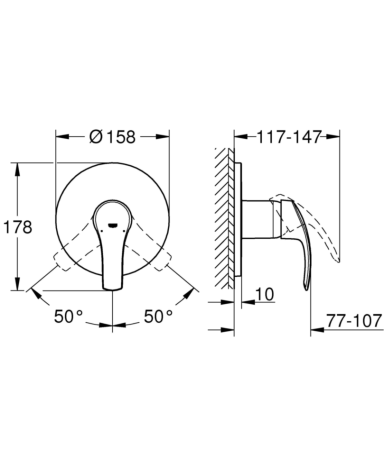 Змішувач для душу Grohe Eurosmart, одноважільний, хром (24042002)