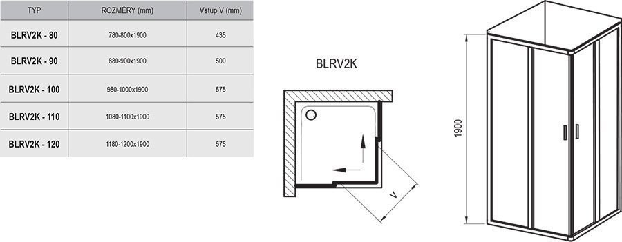 Душова кабіна Ravak Blix BLRV2K, 100x100 (1XVA0100ZG)